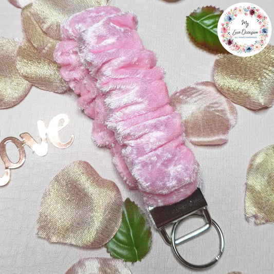 Light Pink Crushed Velvet Valentine Scrunchie Wristlet