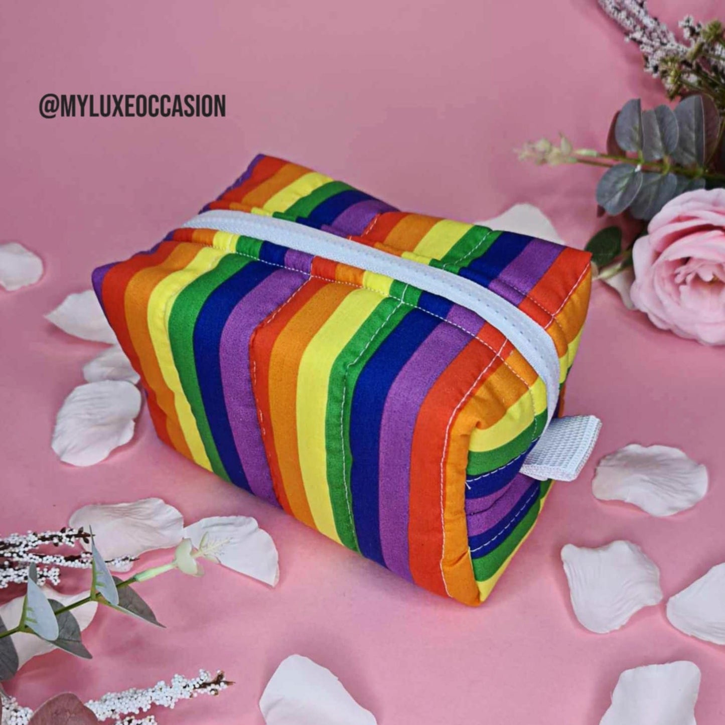Rainbow Stripes - Quilted Makeup/ Toiletry Bag