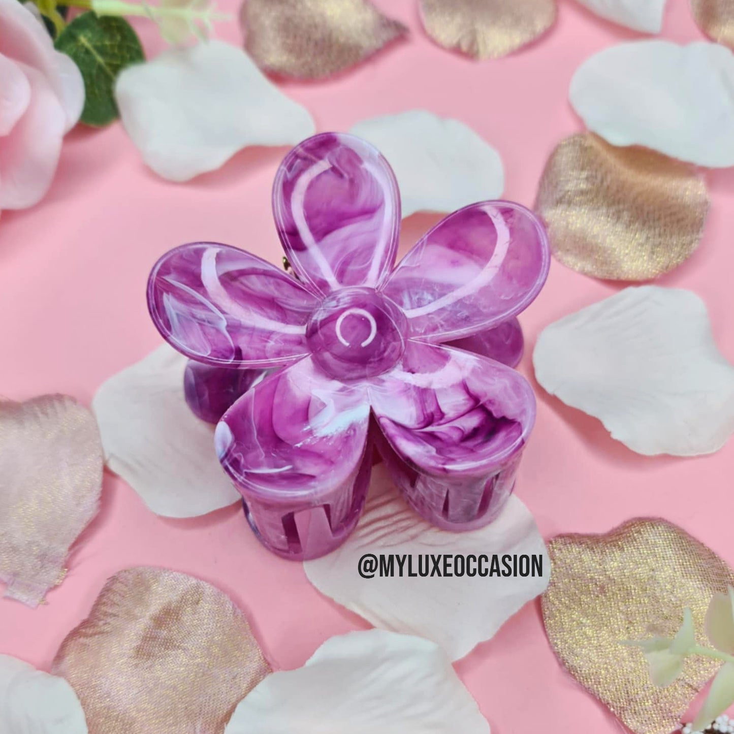 Marble Purple Large Flower Hair Claw Clips