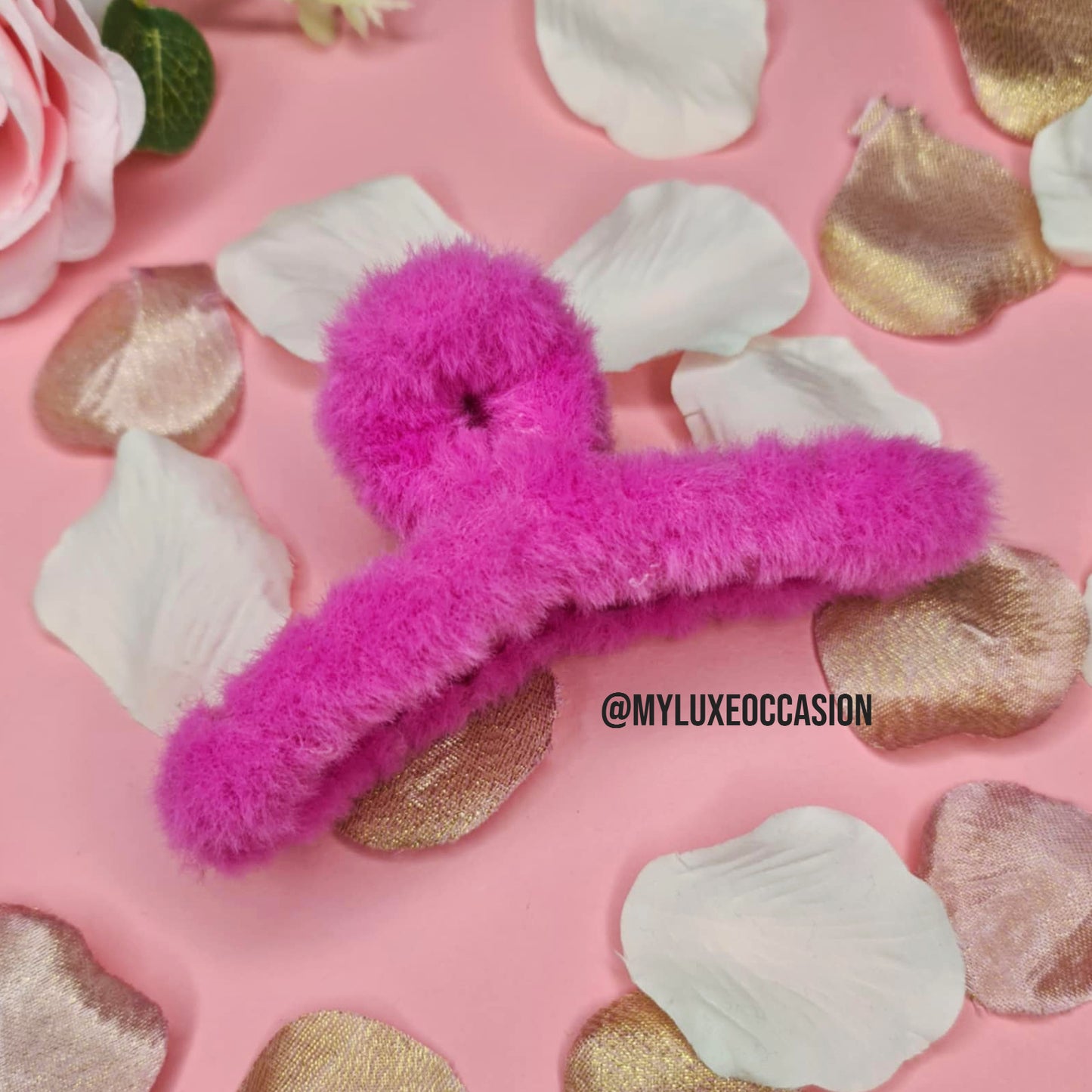 Pink Large Plush Hair Claw Clips