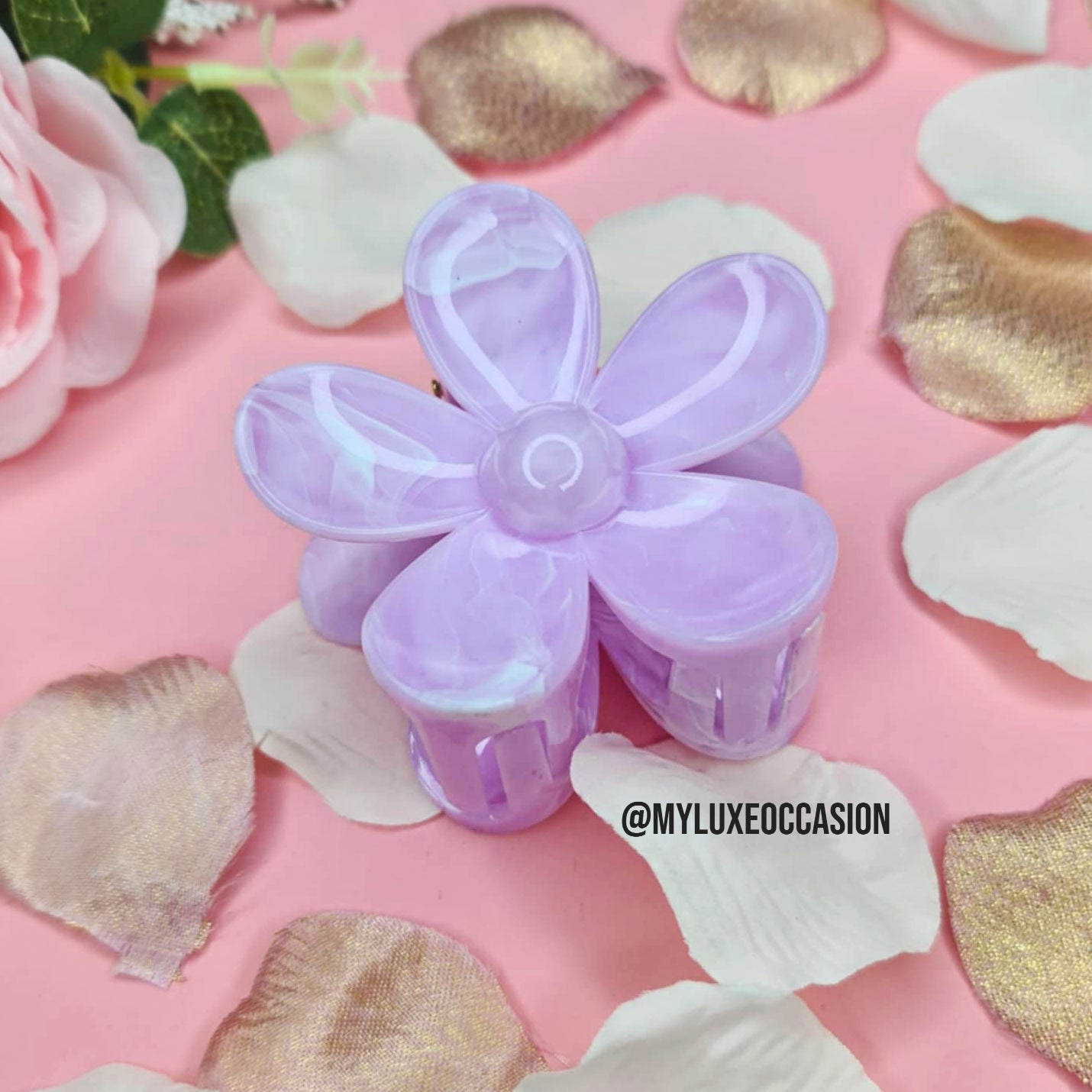 Marble Purple Large Flower Hair Claw Clips