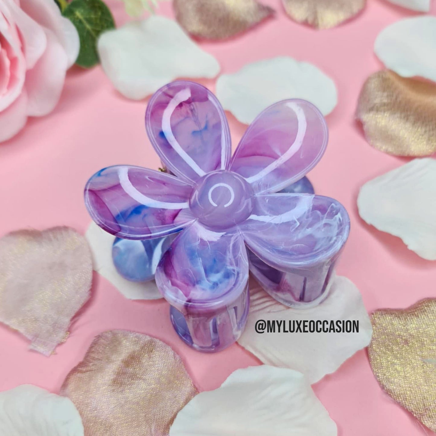 Marble Purple Large Flower Hair Claw Clips