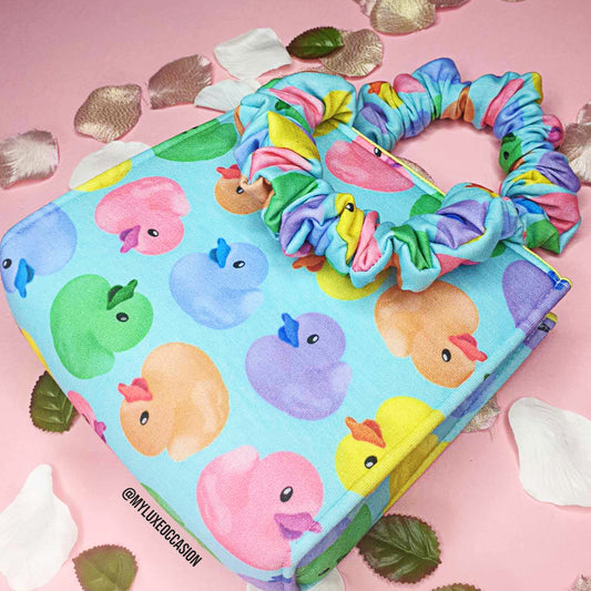 Multi Colour Rubber Duck Bag with Scrunchie Handles