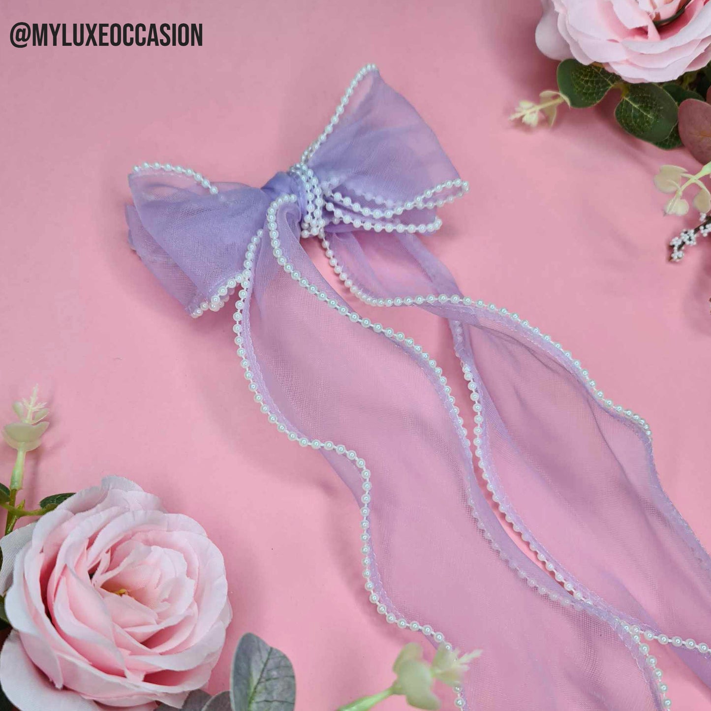 Purple Pearl Edge Bow