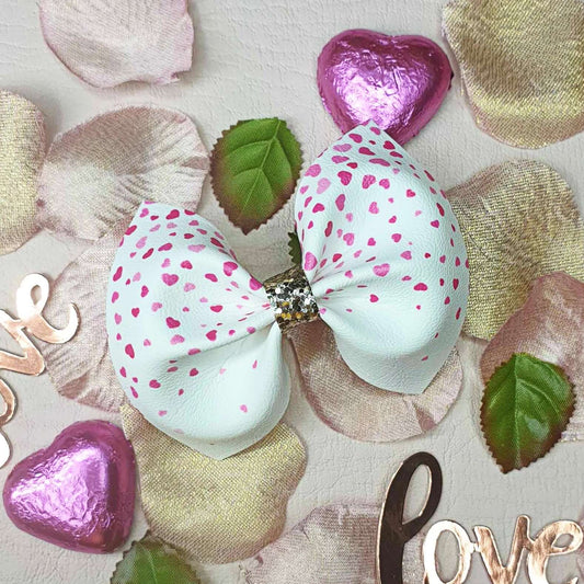 Confetti Hearts Pinch Bow - Valentines
