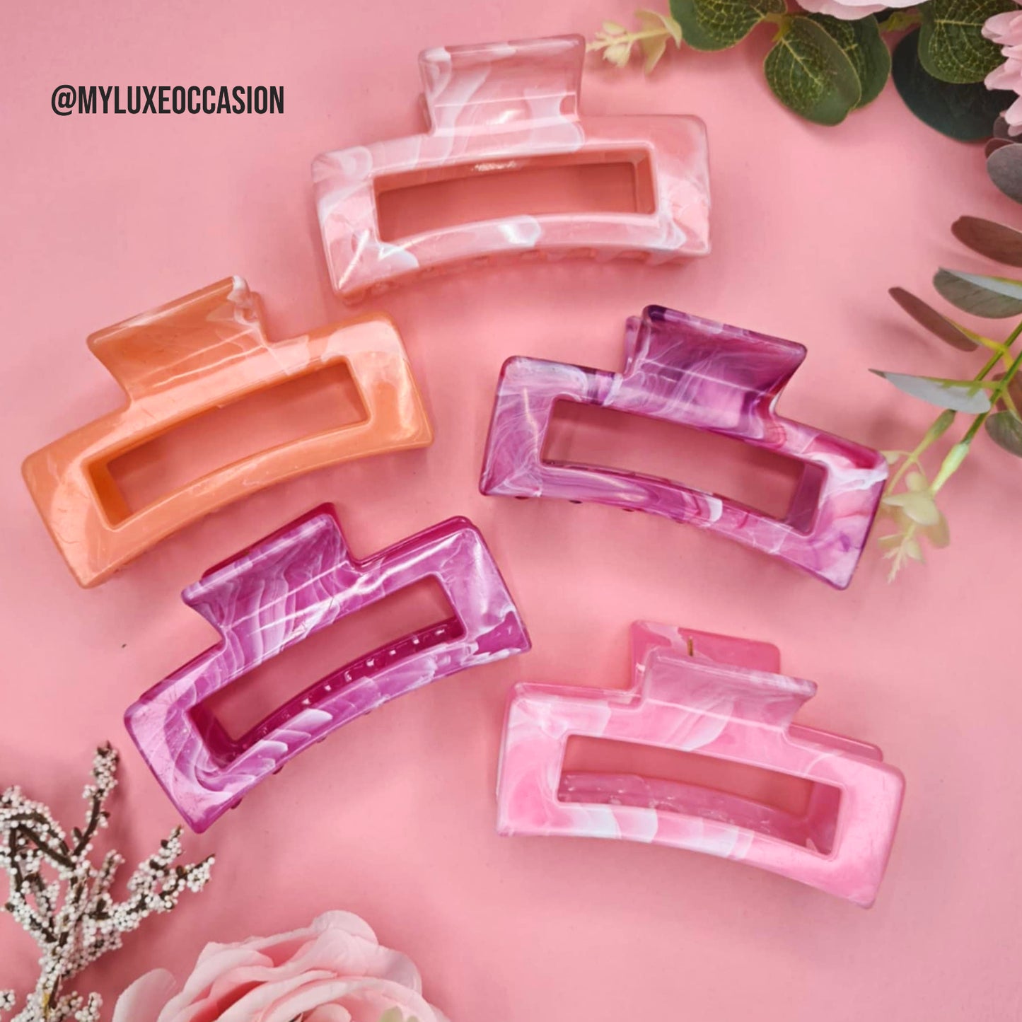 Various Pinks Rectangle Claw Clips