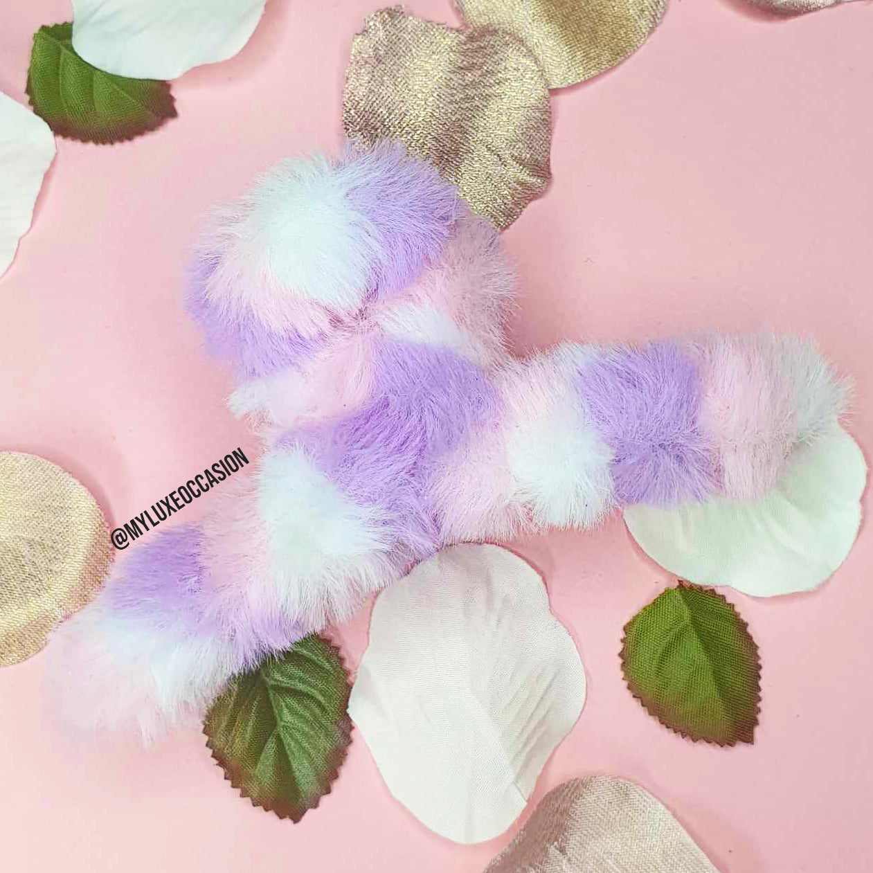 Rainbow Plush Hair Claw Clips
