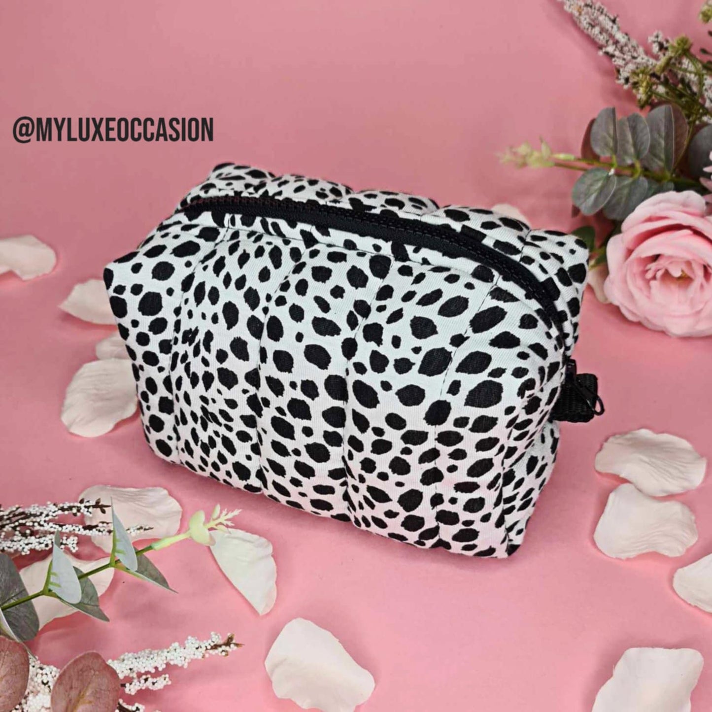 Spotty Print - Quilted Makeup/ Toiletry Bag