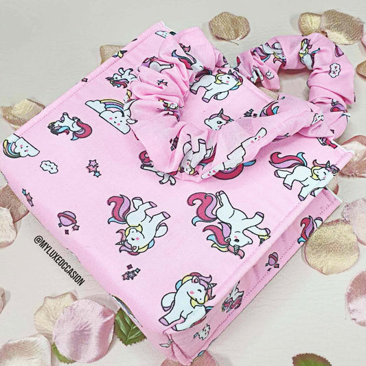 Pink Unicorn Scrunchie Bag