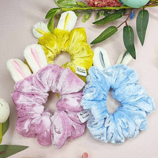 3D Scrunchies Handmade by MyLuxeOccasion! Get ready to hop into Easter with our plush Easter Bunny Ear Scrunchie made from soft velvet. Spread hope and joy this holiday. Happy Easter!