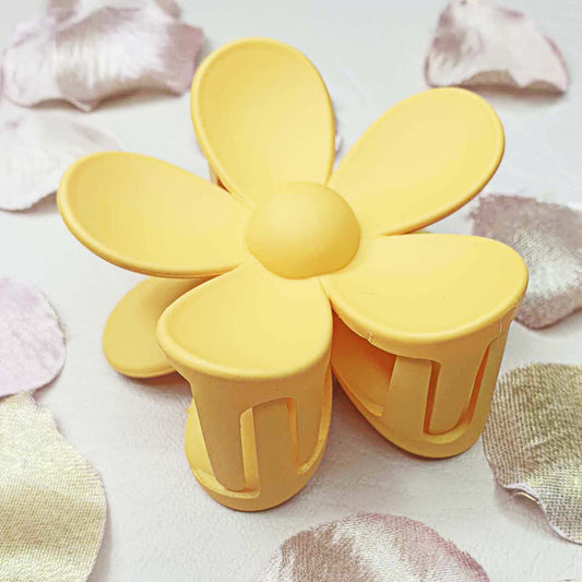 Muted Yellow Large Flower Hair Claw Clips