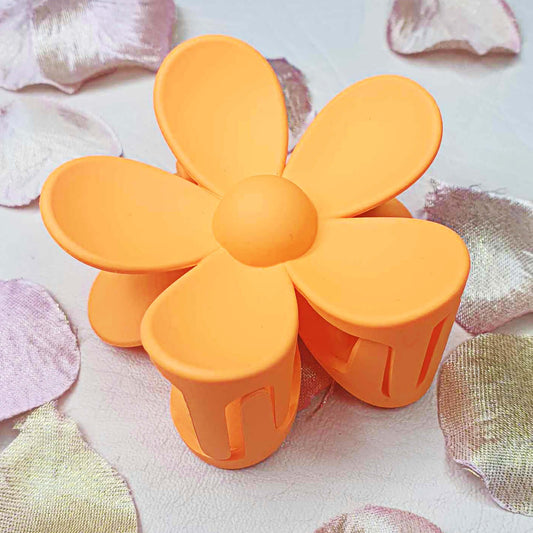 Bright Orange Large Flower Hair Claw Clips