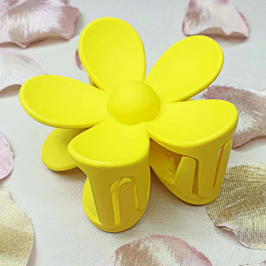 Bright Yellow Large Flower Hair Claw Clips