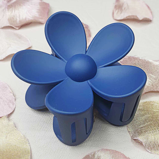 Navy Large Flower Hair Claw Clips