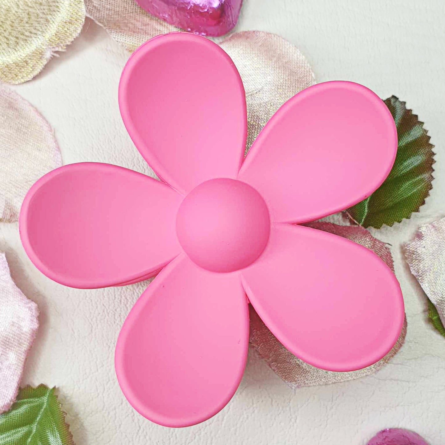 Pink Large Flower Hair Claw Clips