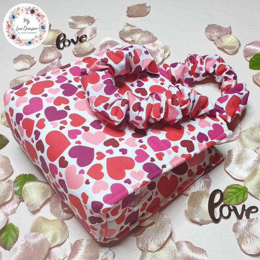 Valentine Scrunchie Bag - Multi Red Hearts