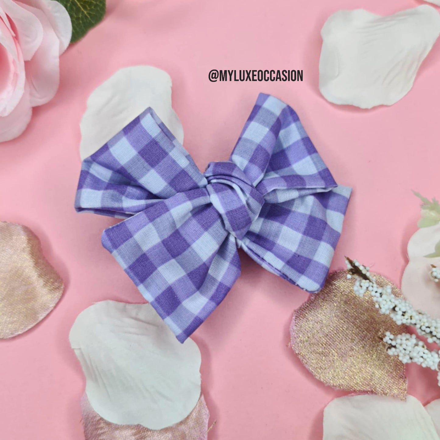 Lilac School Gingham Hair Bow