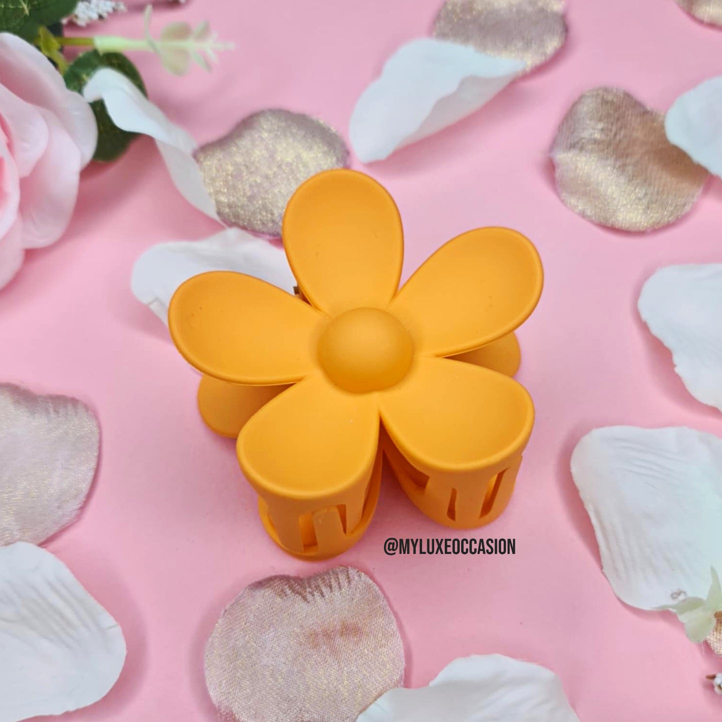Orange Large Flower Hair Claw Clips