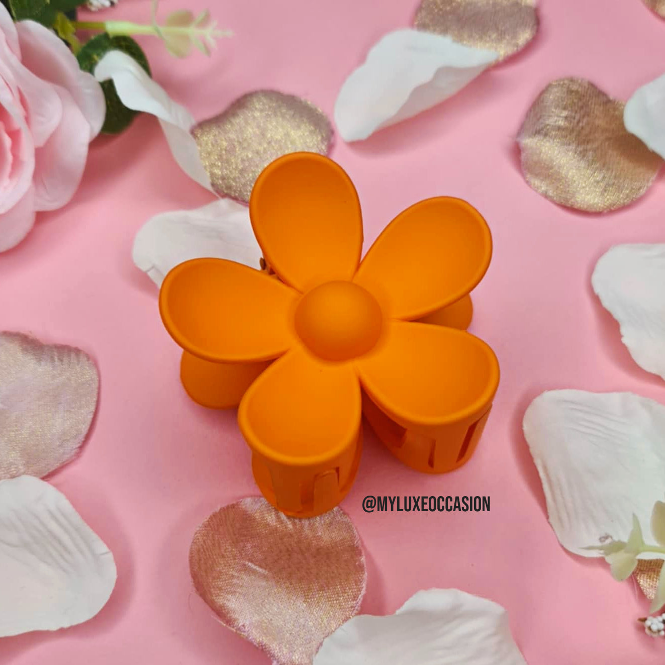Orange Large Flower Hair Claw Clips