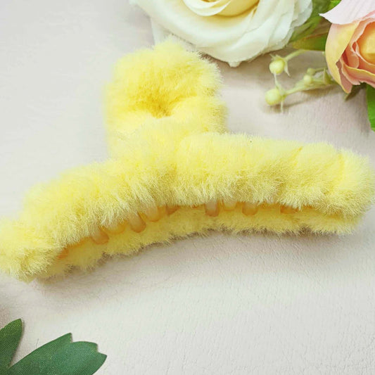 Lemon Yellow Large Plush Hair Claw Clips