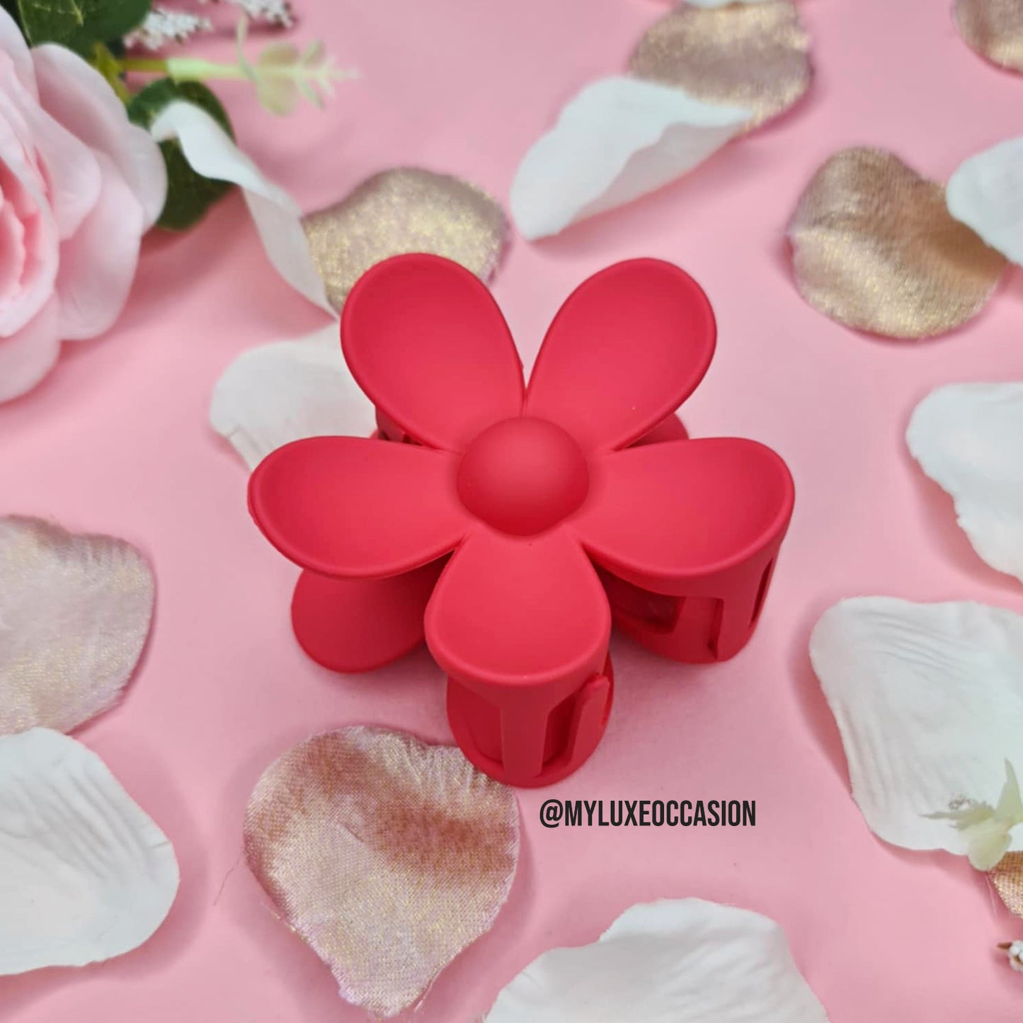 Raspberry Large Flower Hair Claw Clips