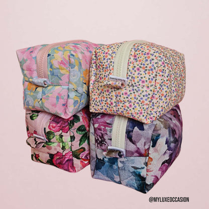 Pink Roses - Quilted Makeup/ Toiletry Bag