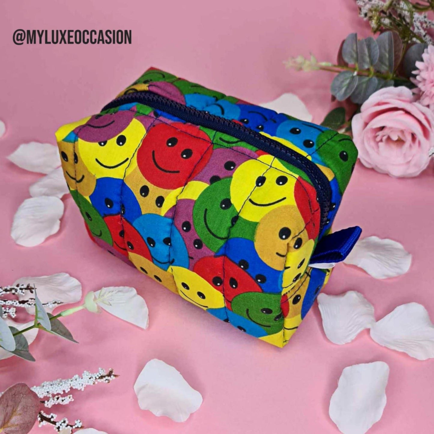 Smiley Faces - Quilted Makeup/ Toiletry Bag
