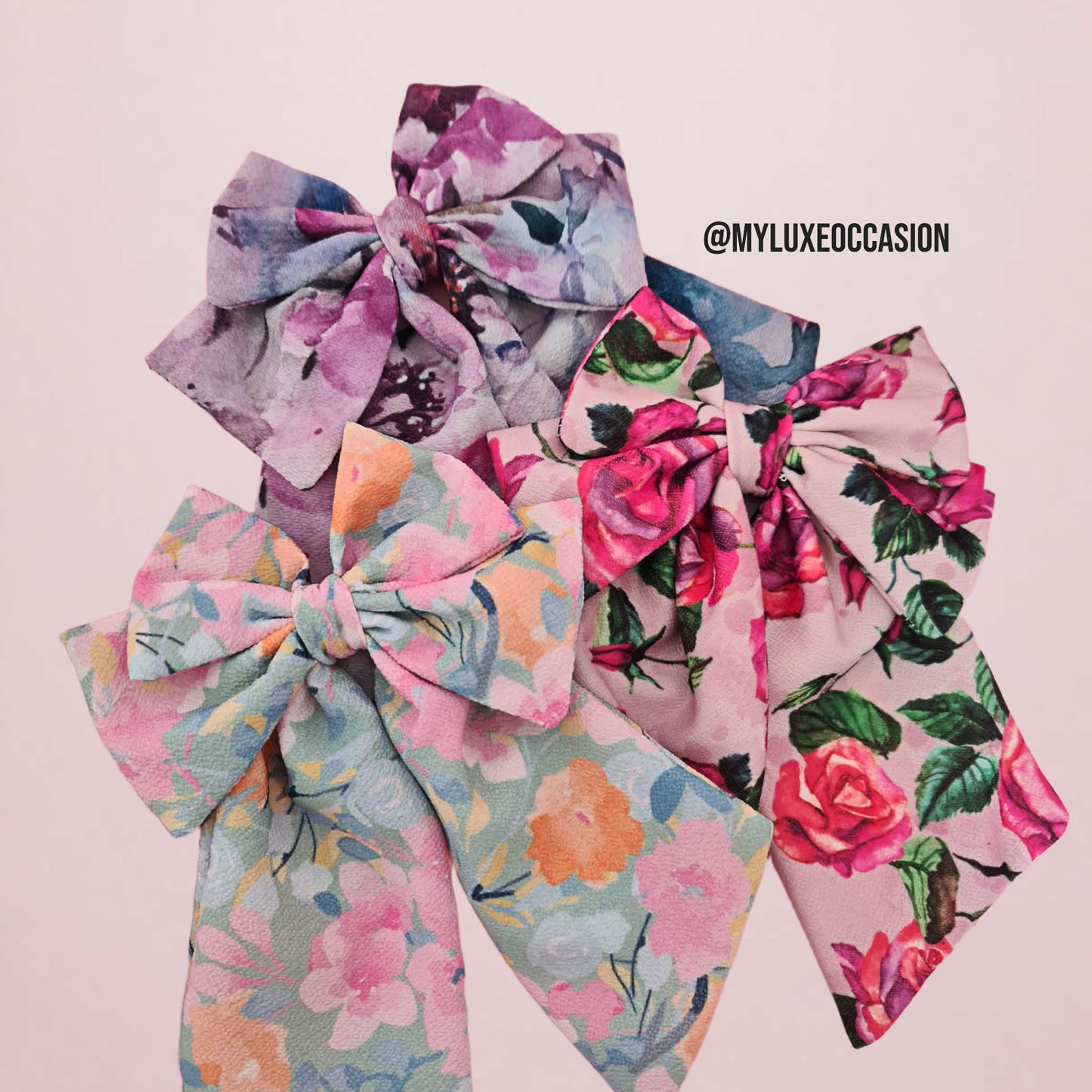Pastel Watercolour Floral Big Bow