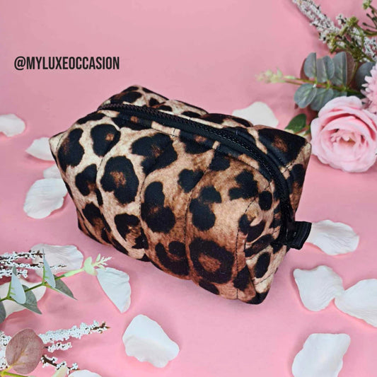 Leopard Print - Quilted Makeup/ Toiletry Bag