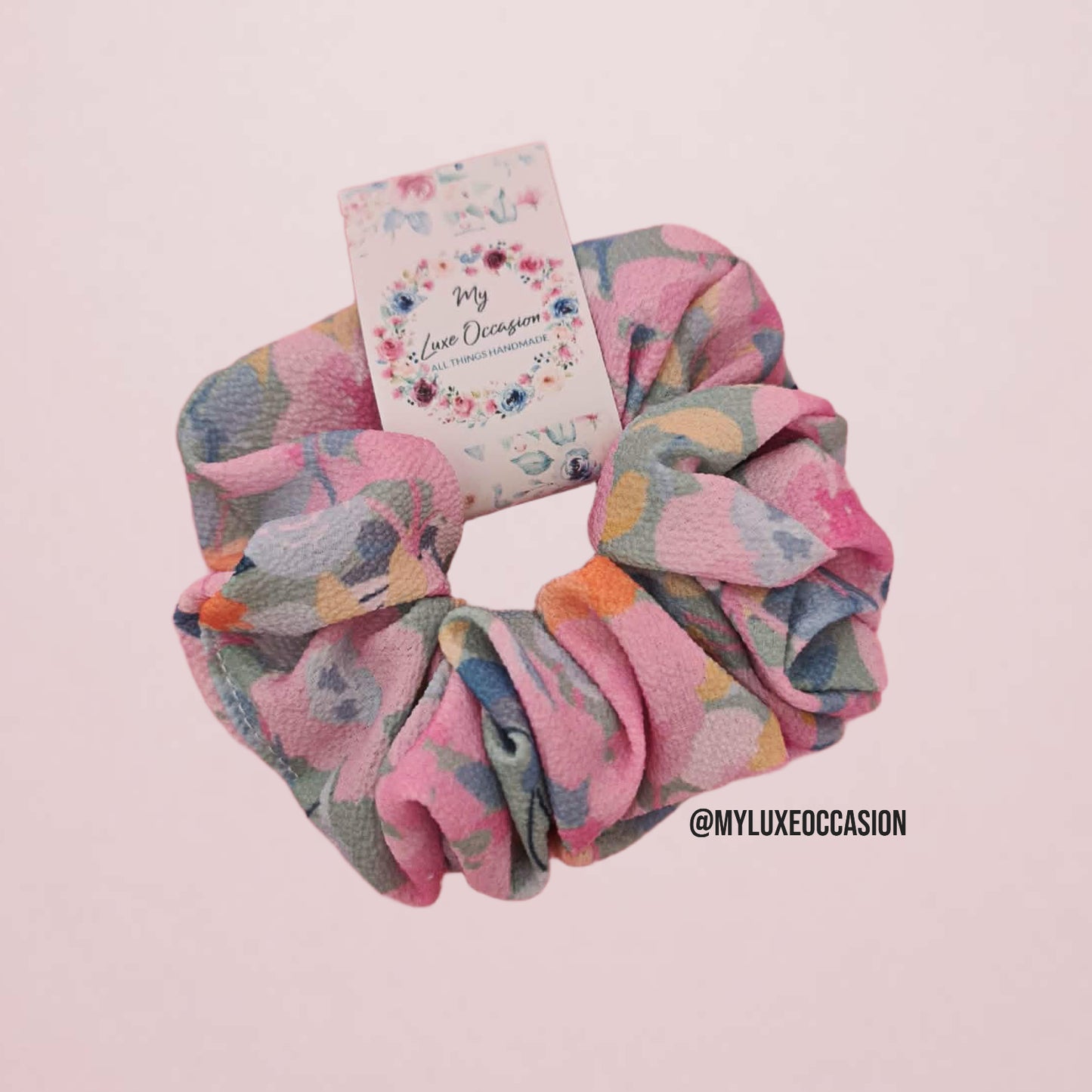 Pastel Watercolour Floral Scrunchie