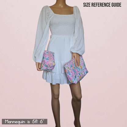 Pink Roses Extra Large Quilted Pouch