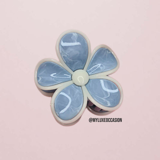 Blue Marble Large Flower Hair Claw Clip