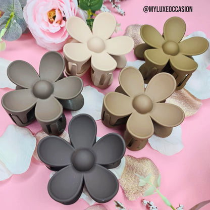 Brown Camel Large Flower Hair Claw Clips