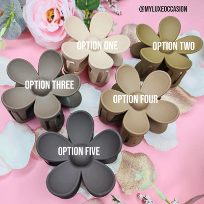 Brown Camel Large Flower Hair Claw Clips