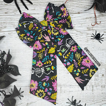 Day of the Dead Floral Skeleton Halloween Bow