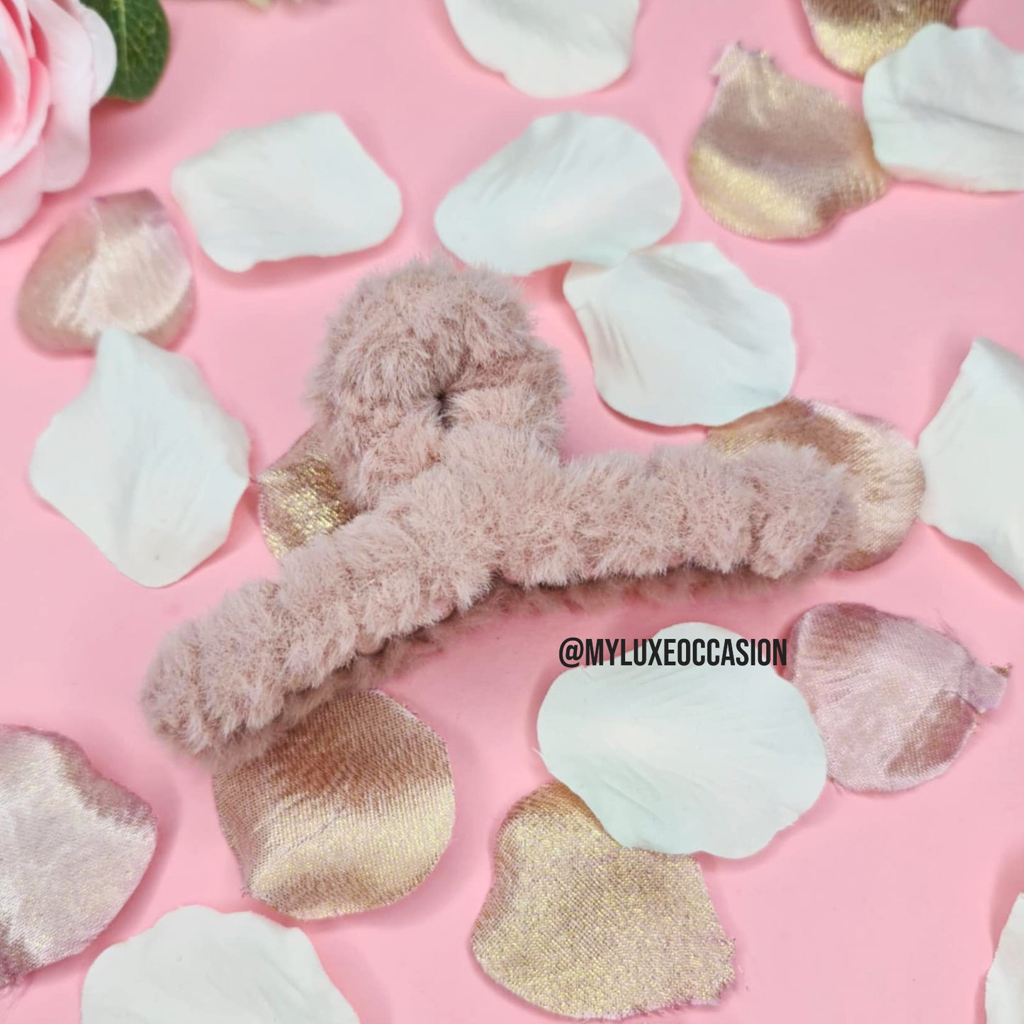 Dusty Rose Large Plush Hair Claw Clips