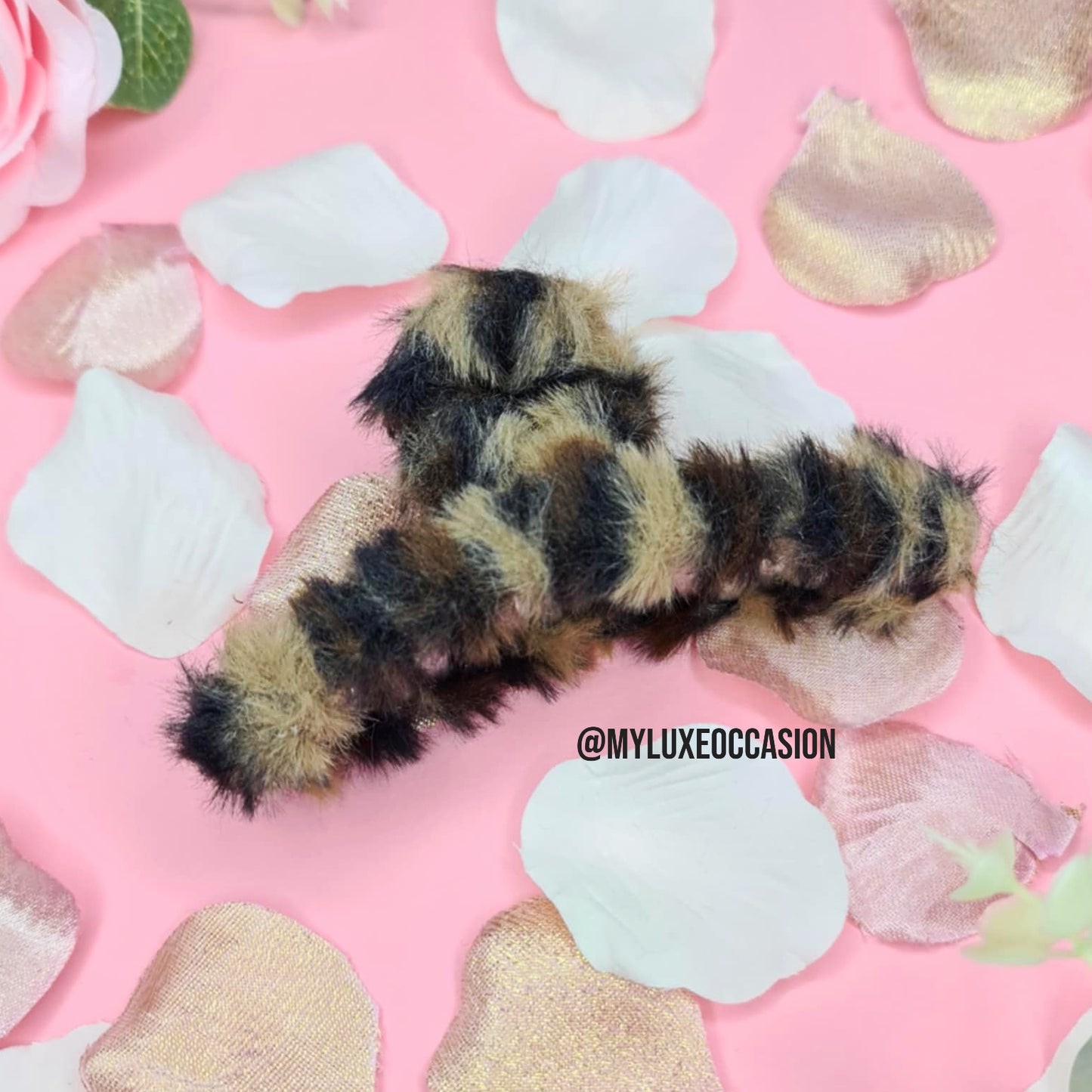 Leopard Large Plush Hair Claw Clips