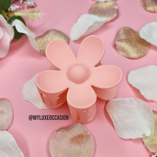 light peach flower hair claw clip