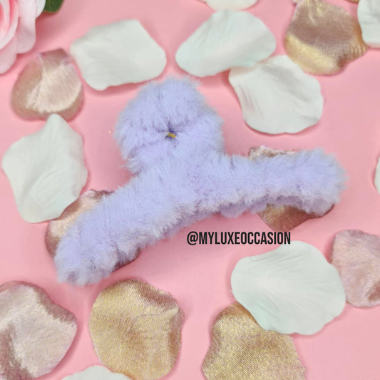 Lilac Large Plush Hair Claw Clips