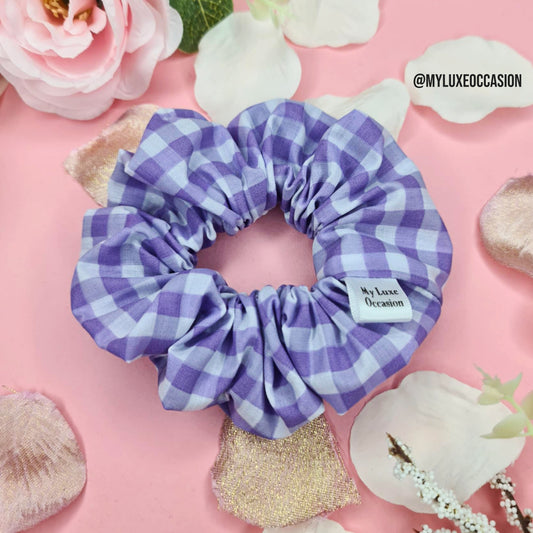 Lilac School Gingham Scrunchie