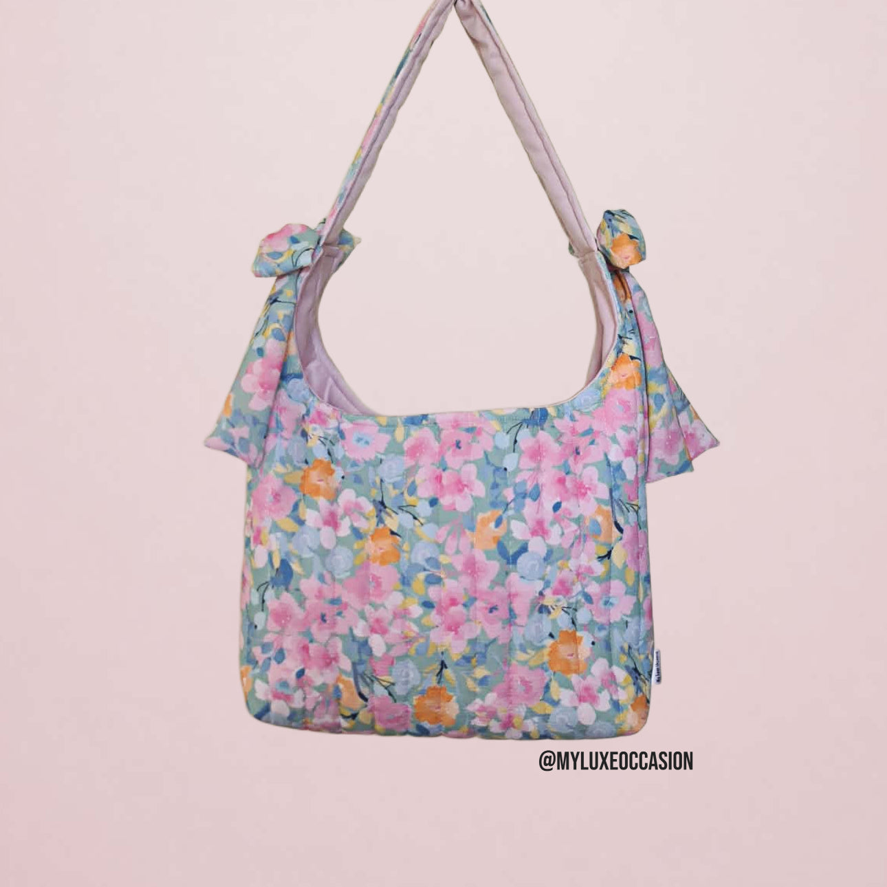 Pastel Watercolour Floral Slouchy Bow Bag