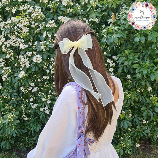 Lemon Yellow Pearl Edge Bow