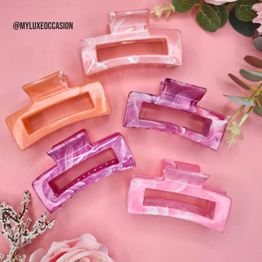 Various Pinks Rectangle Claw Clips