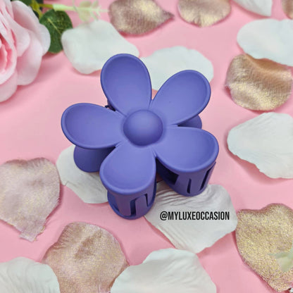 Purple Large Flower Hair Claw Clips