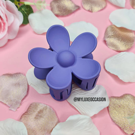 Purple Large Flower Hair Claw Clips