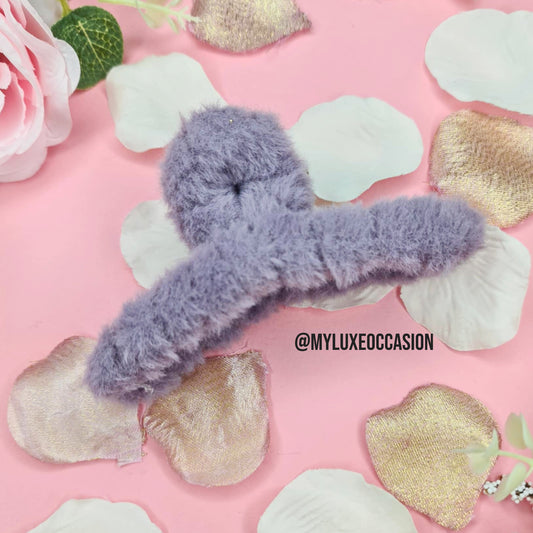 Purple Plush Hair Claw Clip