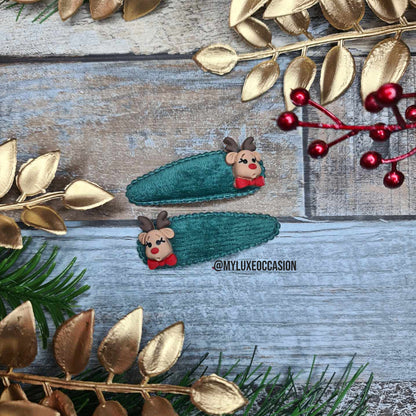 Reindeer Green Snapclip - Christmas