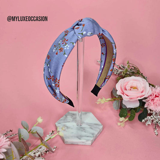 Lilac Floral Ribbed Knot Headband