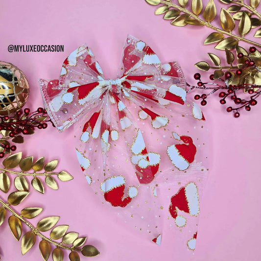 Santa Hat Organza Hair Bow