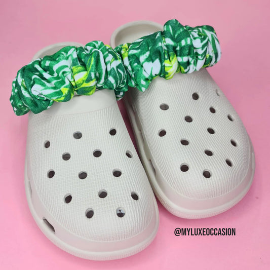 Tropical Leaves Cronchies - Scrunchies for your shoes - Strap Covers